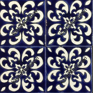کاشی سنتی طرح اسلیمی چهارپر لاجوردی